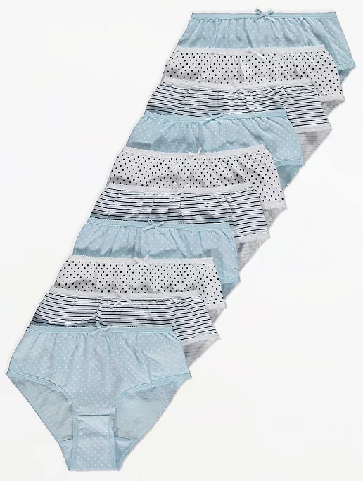 Pale Blue Patterned Briefs 10 Pack