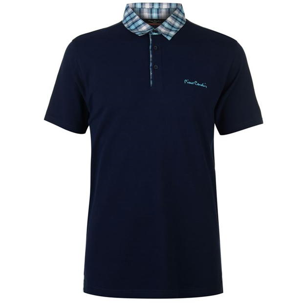 Short Sleeve Check Collar Polo Mens