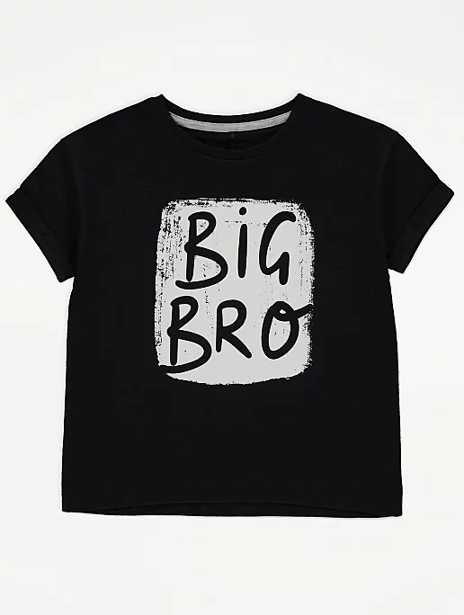 Black Big Brother Slogan Graphic T-Shirt