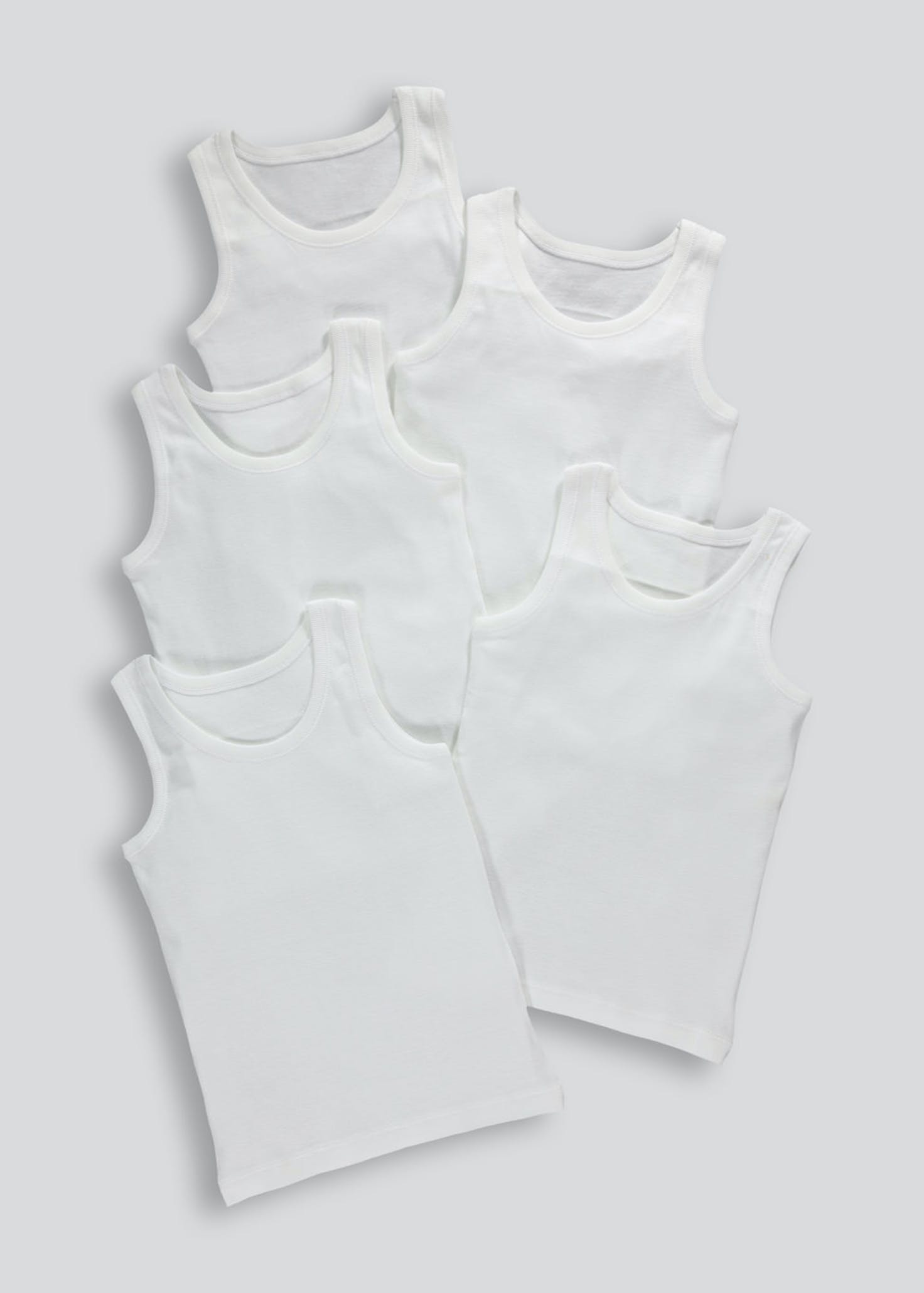 Kids 5 Pack Plain Vests (2-13yrs)