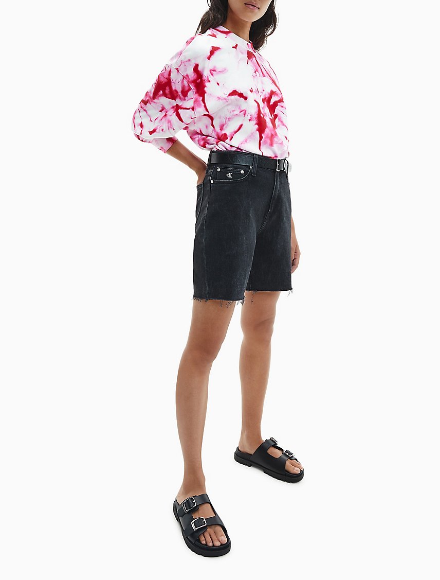 Black Wash Denim Mom Shorts