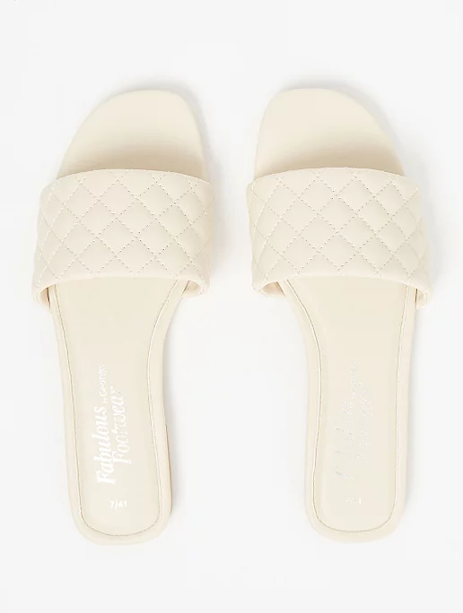 Cream Quilted Mule Sandals