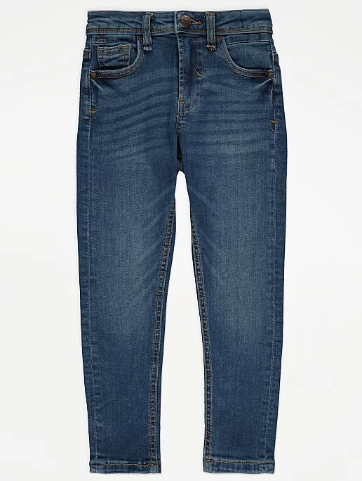 Mid Blue Faded Wash Skinny Jeans