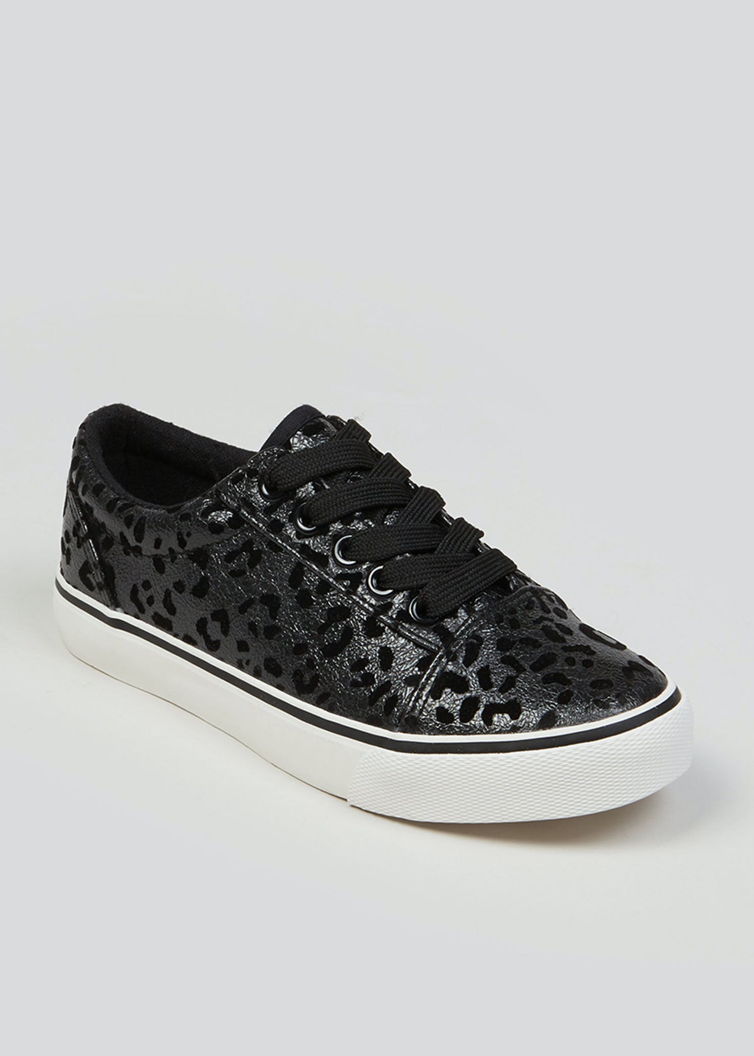 Girls Black Leopard Print Trainers (Younger 10-Older 5)