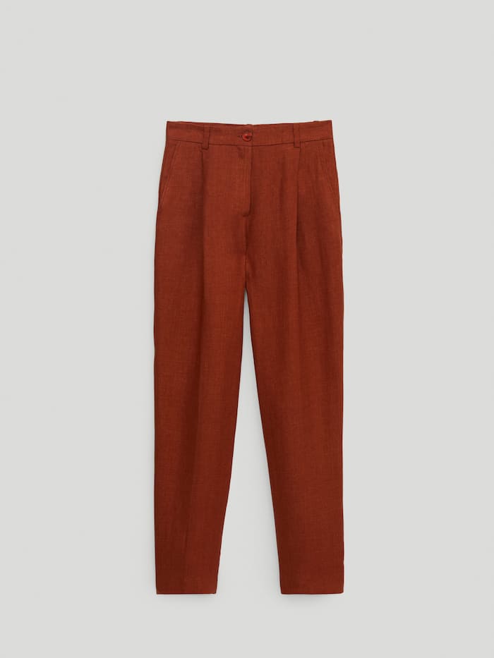 STRAIGHT FIT 100% LINEN TROUSERS