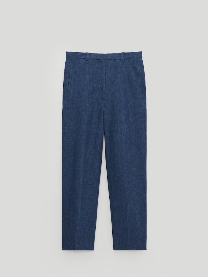 FADED LINEN TROUSERS WITH ROUNDED LEGS