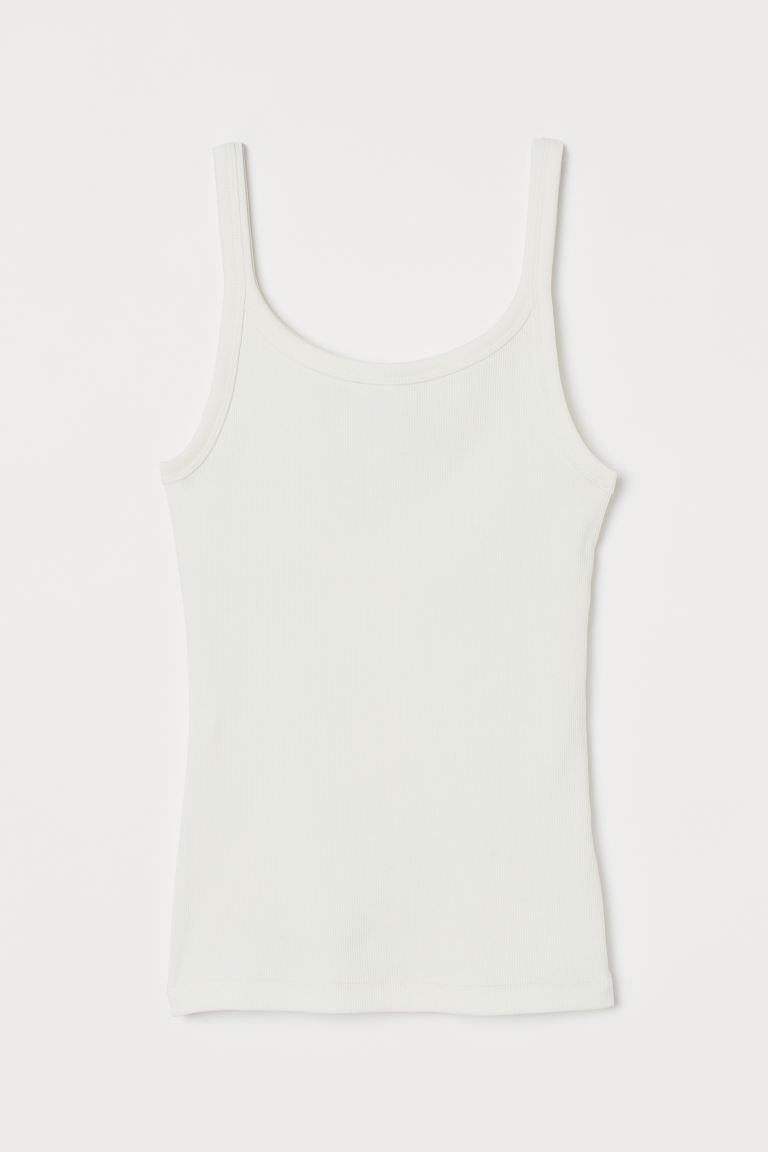 Ribbed jersey strappy top