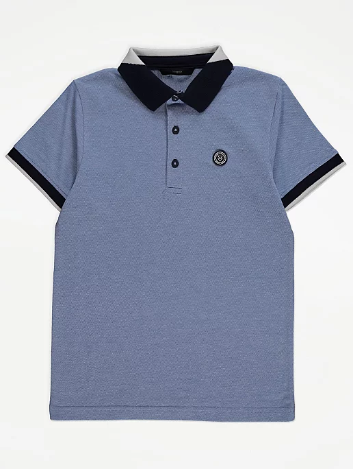 Blue Contrast Trim Polo Shirt