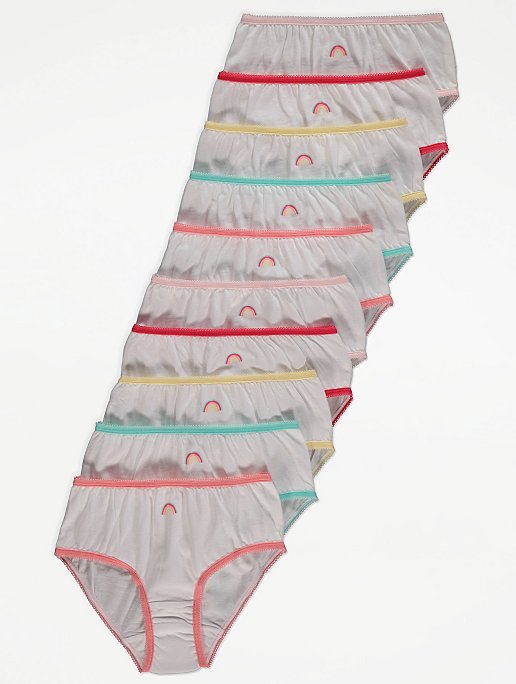 Rainbow Print Briefs 10 Pack