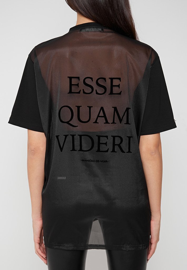ORGANZA OVERSIZED T-SHIRT - BLACK
