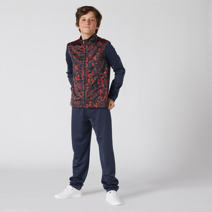 KIDS' BREATHABLE TRACKSUIT GYM'Y - NAVY/RED PRINT