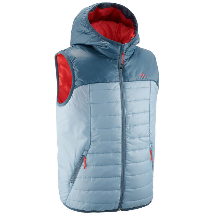 KIDS' HIKING PADDED GILET MH500 7-15 YEARS - BLUE GREY