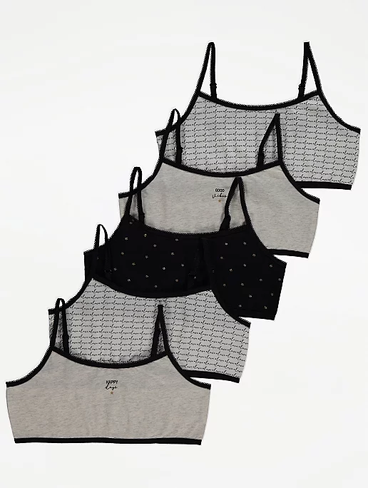Contrast Trim Crop Tops 5 Pack