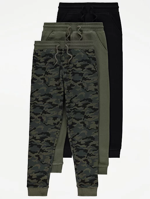 Camo Print Cuffed Joggers 3 Pack