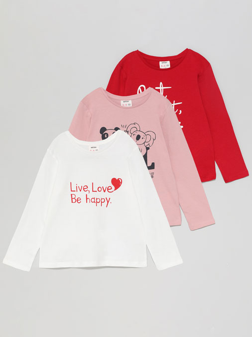 PACK OF 3 PRINTED LONG SLEEVE T-SHIRTS