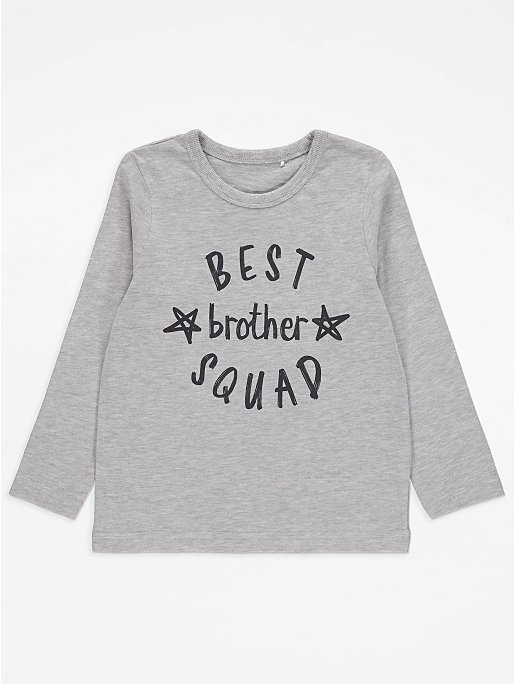 Grey Marl Best Brother Squad Slogan Top