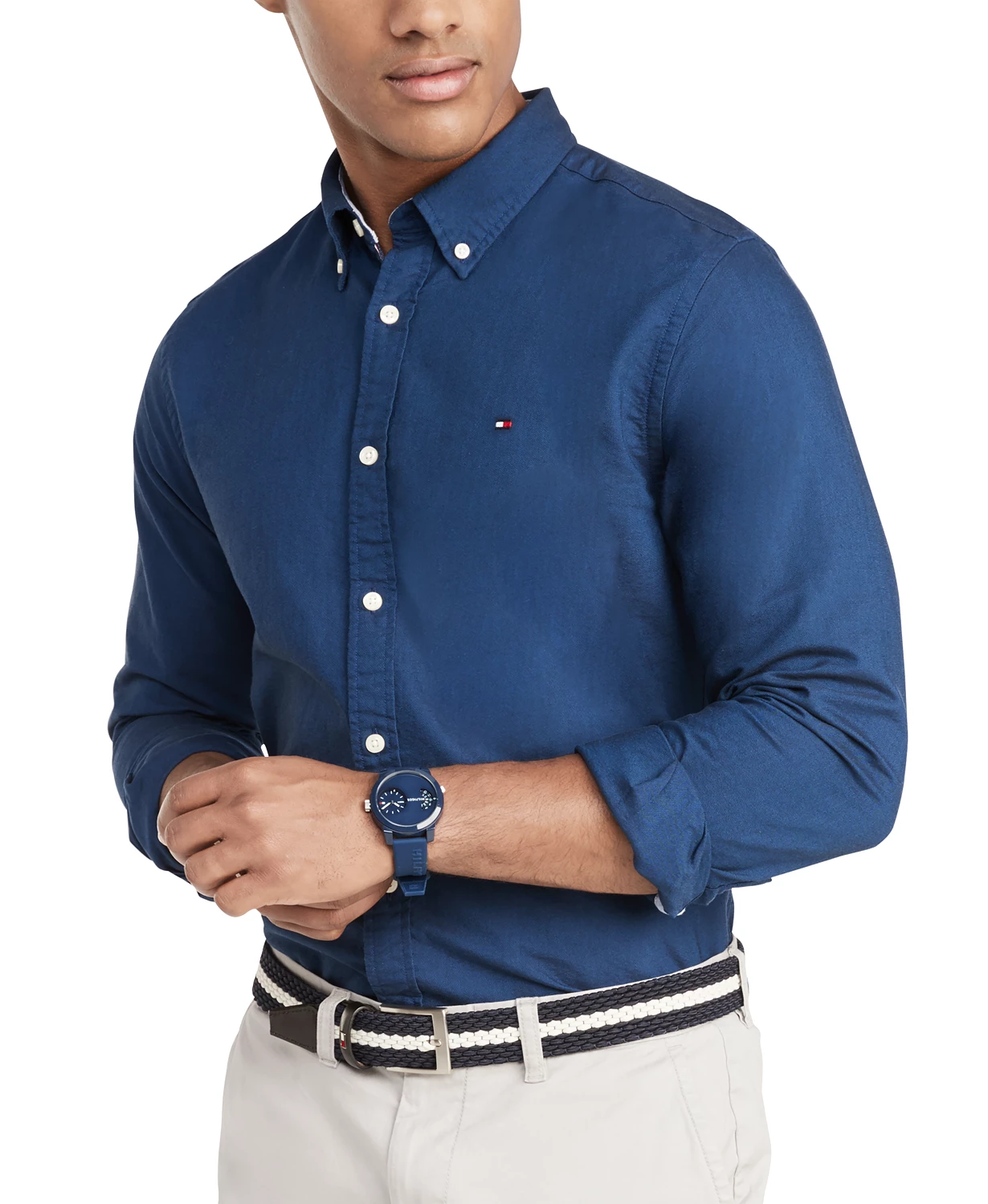 Men's Custom Fit New England Solid Oxford Shirt, Created for Macy's