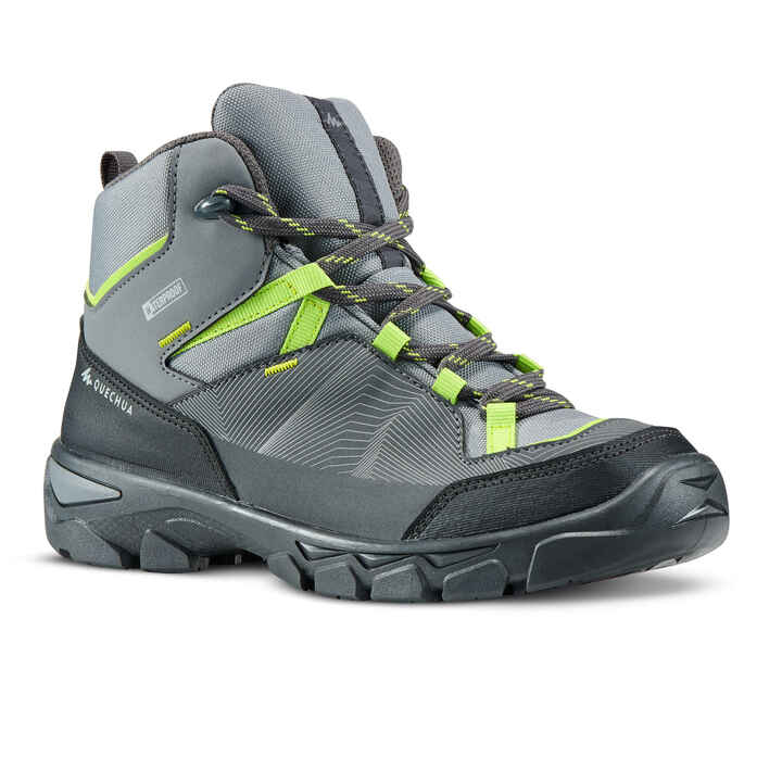 Wanderschuhe MH120 Halbhoch Wasserdicht Kinder Gr. 35–38 grau