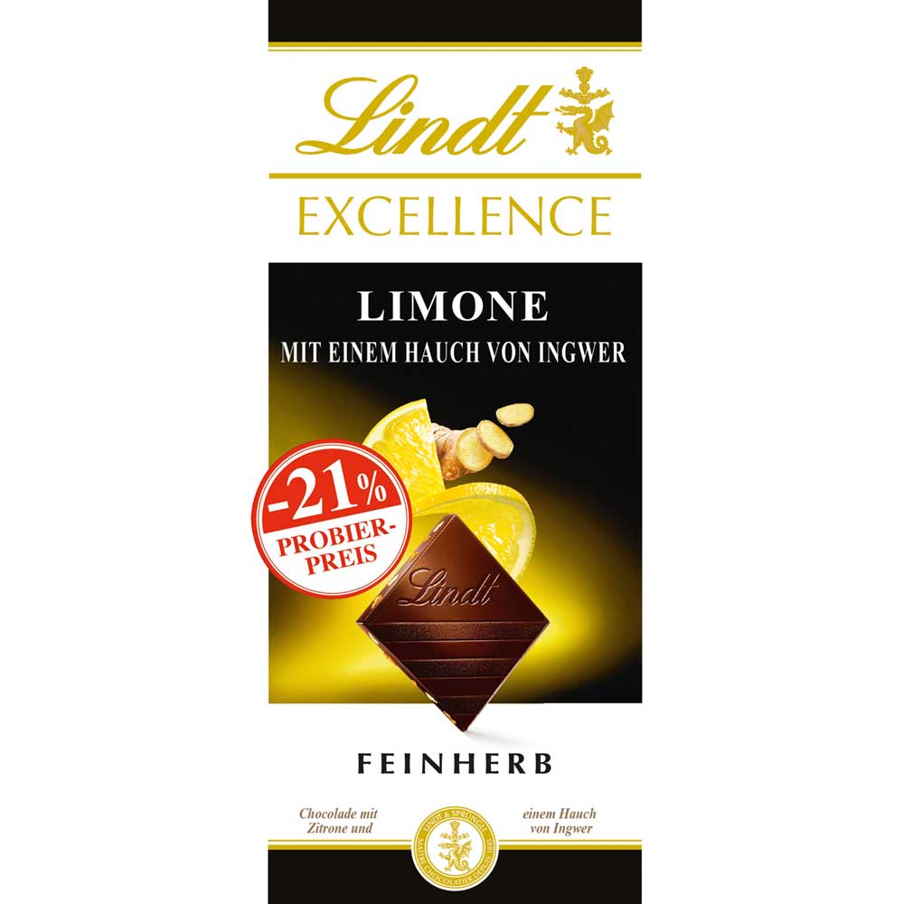 Lindt Excellence Limone-Ingwer Tafel 100g Probierpreis -21%