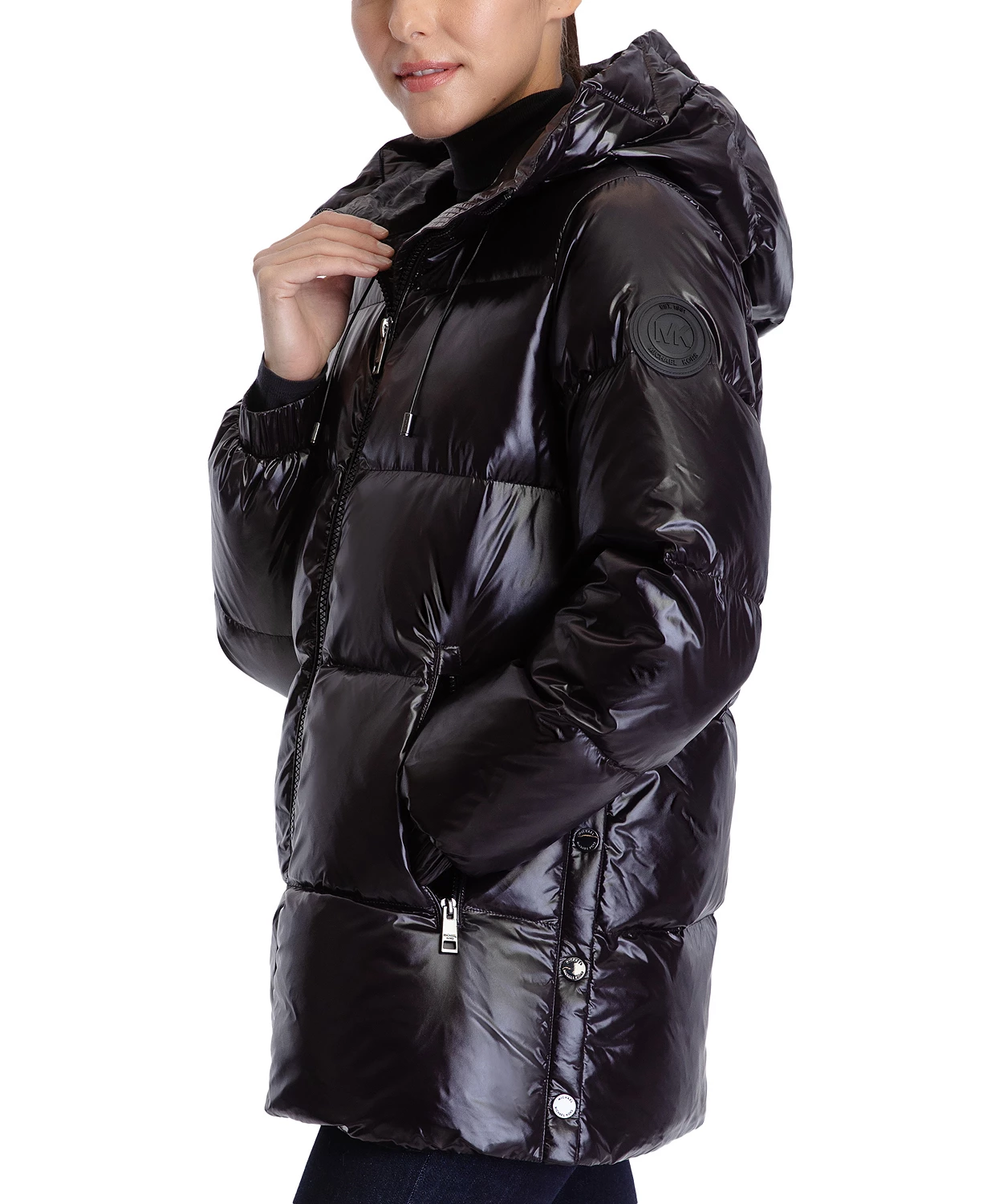 MICHAEL Michael Kors High-Shine Hooded Down Puffer Coat, Created for Macy's