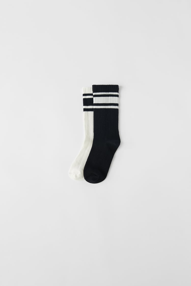 PACK OF 2 STRIPED RIBBED SOCKS