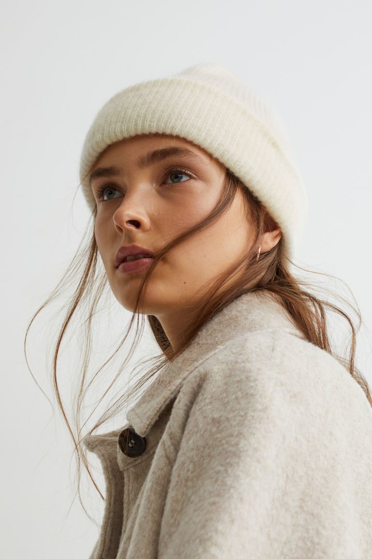 Ribbed wool-blend hat