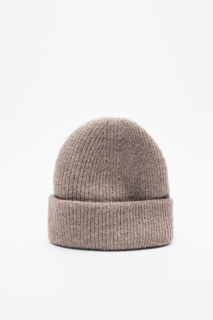KNITTED BEANIE TURN-UP KNIT BEANIE.