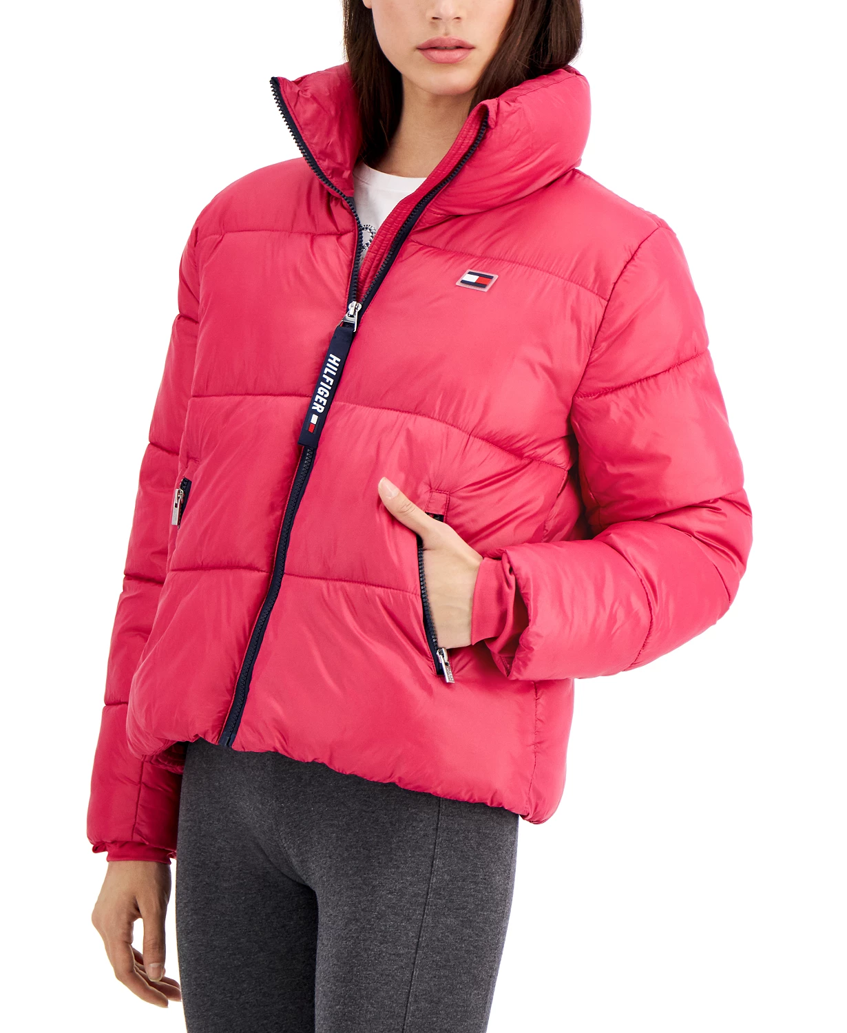 Cropped Puffer Thumbhole Coat
