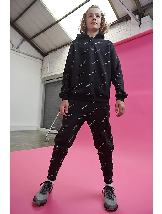 HOLYFIELD Unisex Black Logo Print Hoody