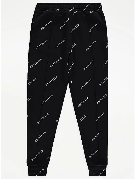 HOLYFIELD Unisex Black Logo Print Joggers