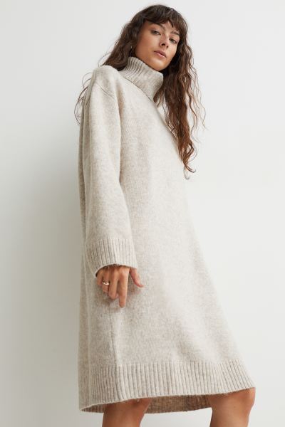 Knitted polo-neck dress