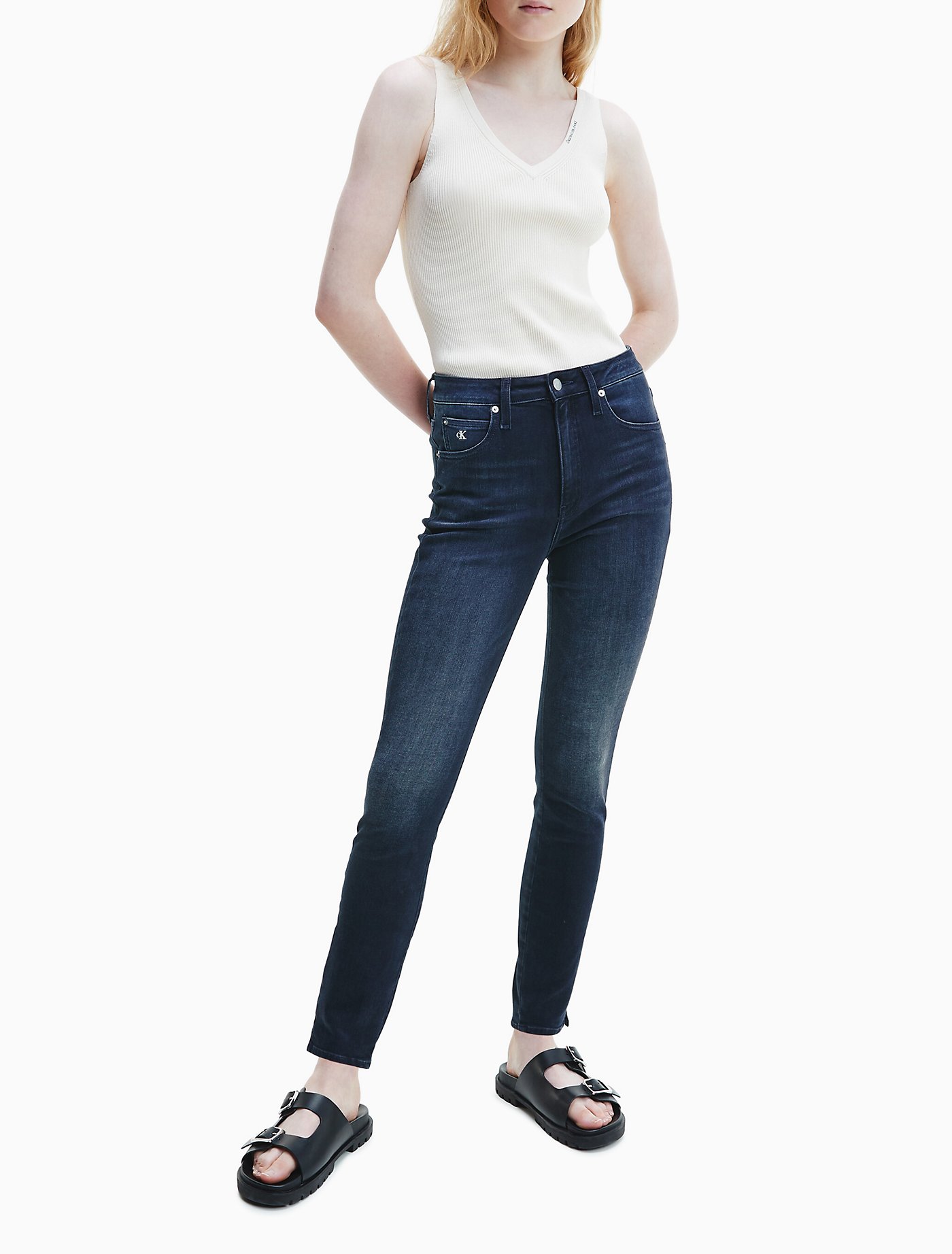 Skinny High Rise Dark Blue Ankle Jeans