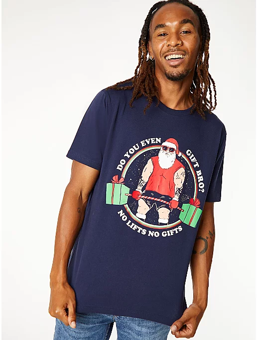 Navy Do You Even Gift Bro? Jersey Christmas T-Shirt