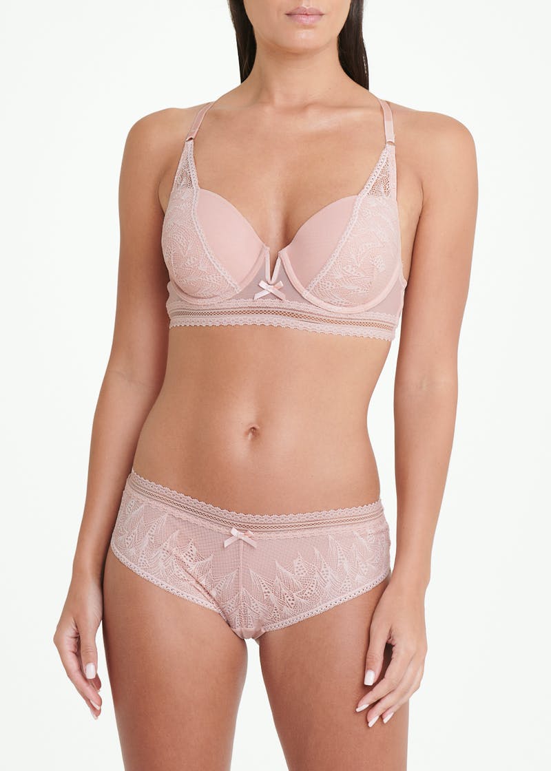 Pink Lace High Apex Racerback Padded Underwired Bra