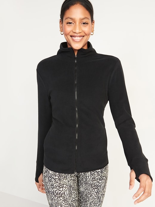Microfleece Mock-Neck Zip-Front Jacket for Women