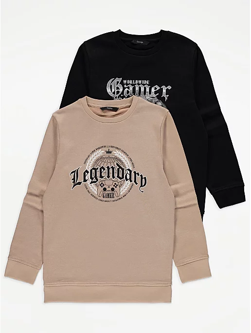 Gaming Slogan Graphic Sweatshirts 2 Pack