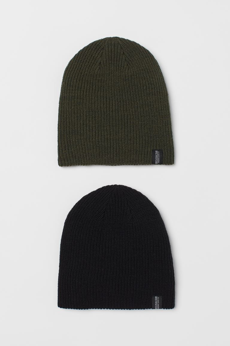  2-pack rib-knit hats