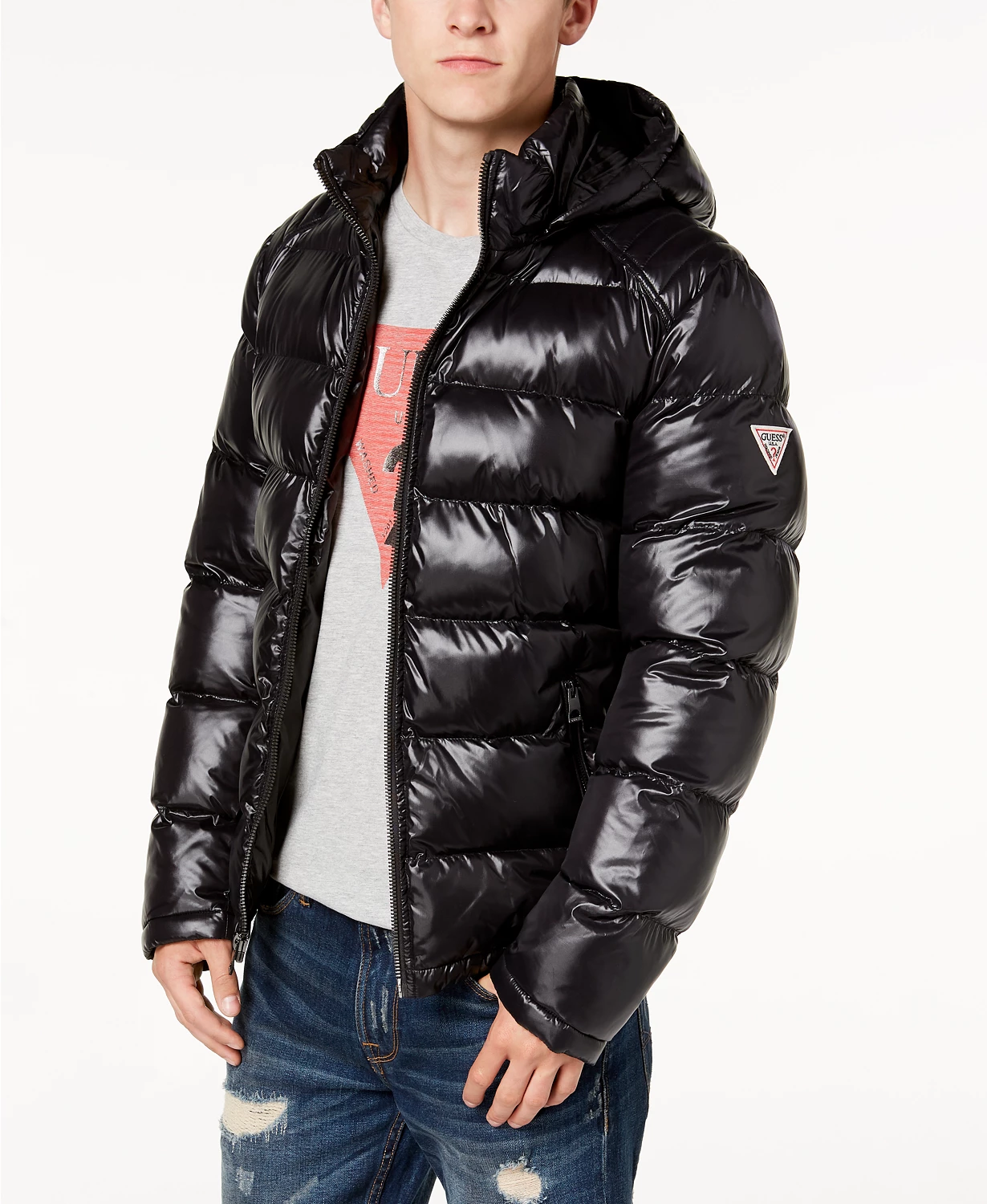 GUESS Men's Hooded Puffer Coat