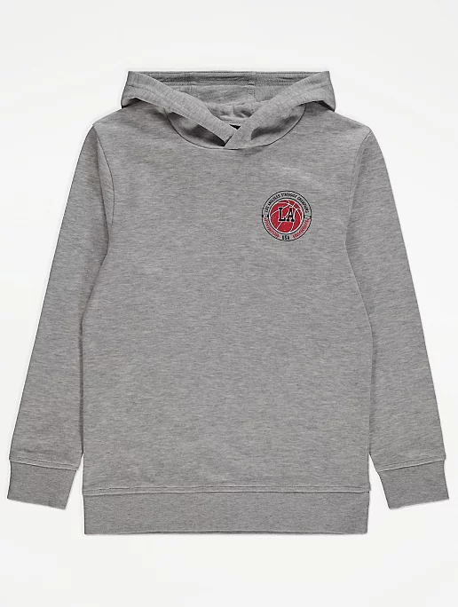 Grey LA Slogan Hoodie