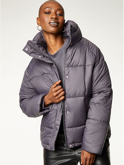 Charcoal High Neck Padded Coat