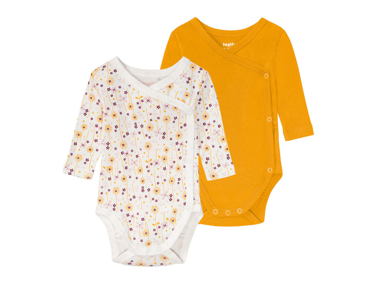 LUPILU® Baby Mädchen Body/Wickelbody, 2 Stück, aus reiner Bio-Baumwolle