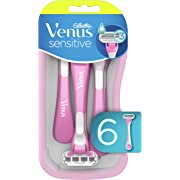 Gillette Venus Sensitive Disposable Razors for Women with Sensitive Skin, 6 Count, Delivers Close Shave with Comfort