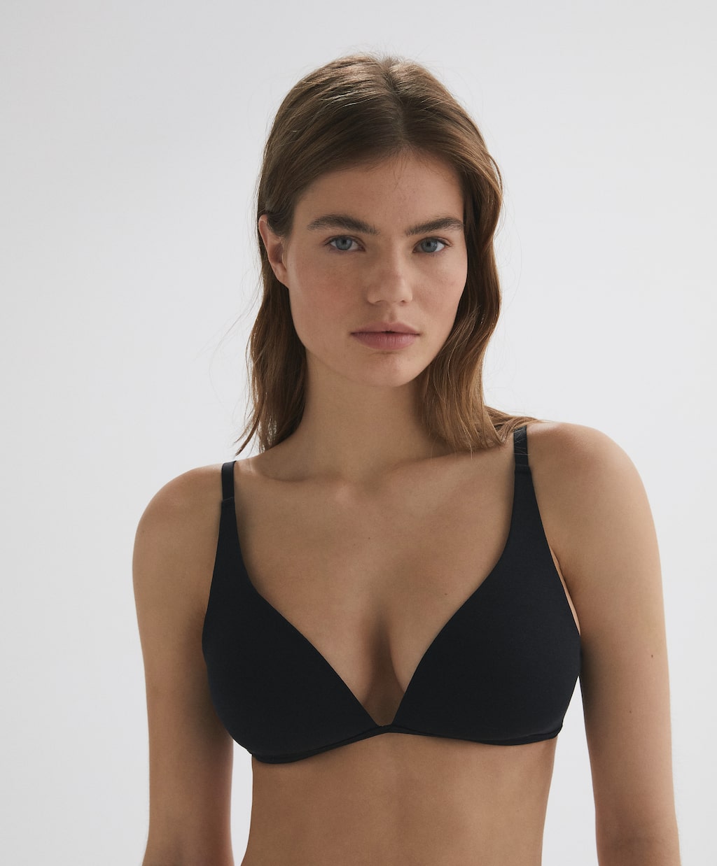 Non-wired cotton halterneck-style bra