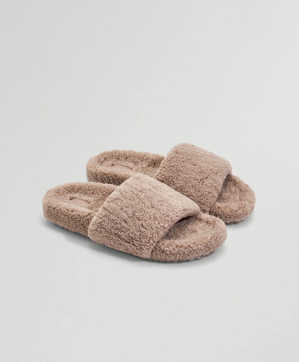 Rosette faux-shearling sandals