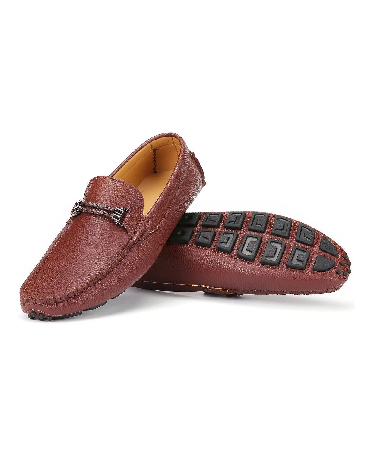 Mio Marino Men's Speckled Leather Casual Loafers