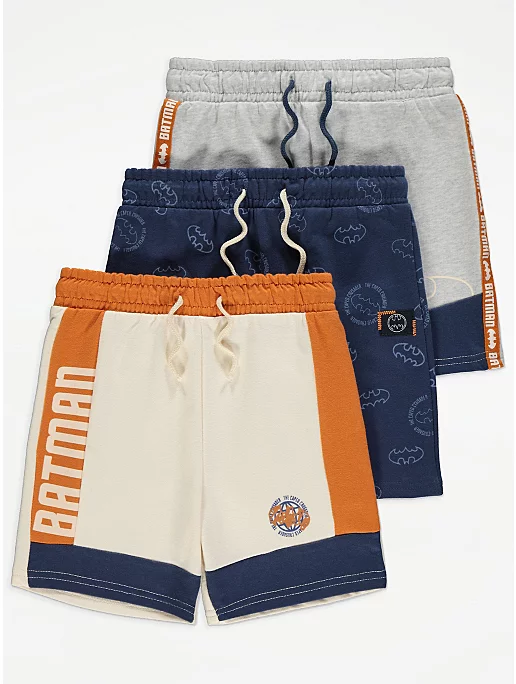 atman Blue Colour Block Slogan Shorts 3 Pack