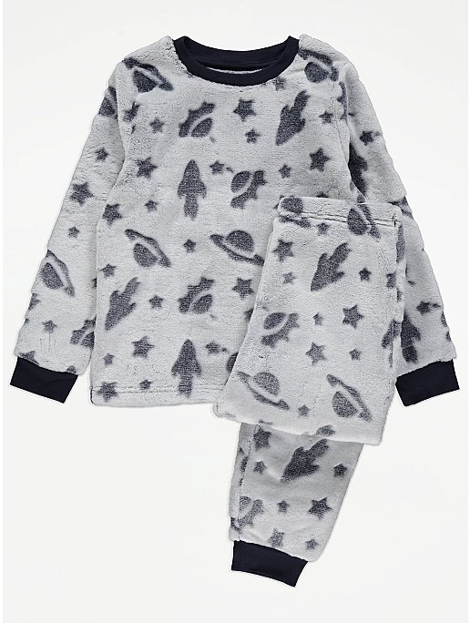 Grey Space Fleece Pyjamas Gift Set