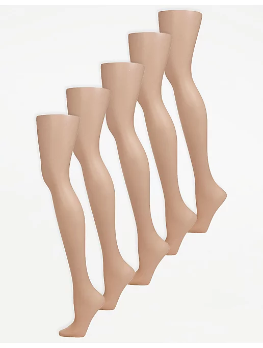 Natural 15 Denier Gloss Tights 5 Pack