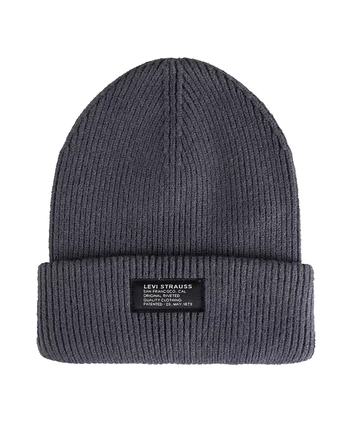 LEVI'S Men's Chunky Rib Knit Jersey-Lined Cuff Beanie