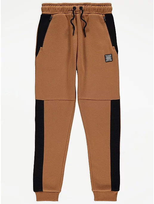 Tan Colour Block Joggers